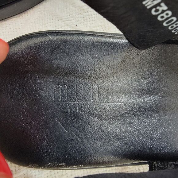 Munro American Black Nubuck Block Heel Wedge Sandals‎ 9.5 WW Double Wide M380886 - Picture 9 of 16